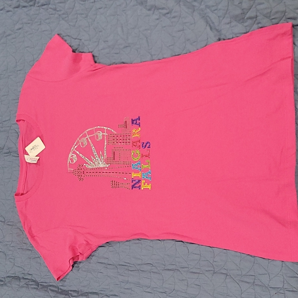 [NWT] Niagara Falls Rhinestones Hot Pink Women's T-Shirt Top Size L